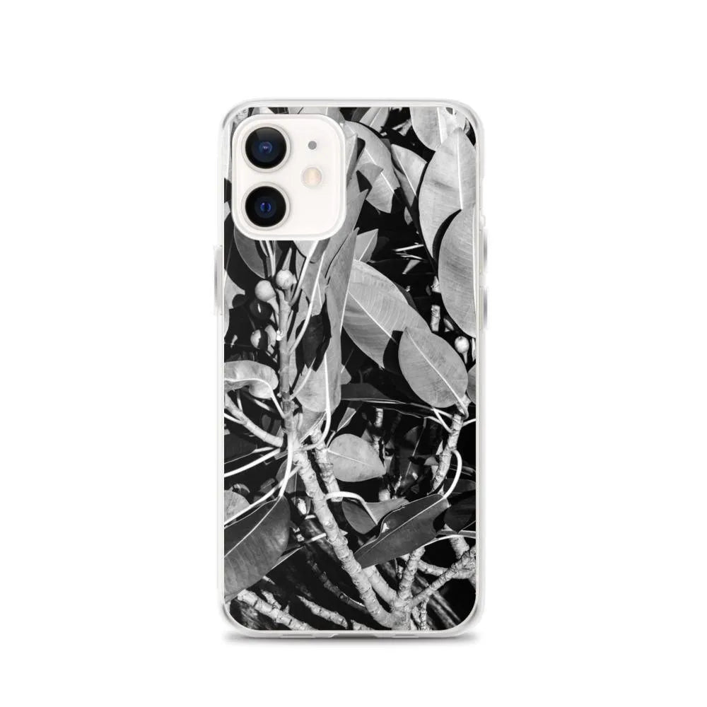 Moreton Bay Fig Botanical Art Iphone Case - Black And White - Iphone 12 - Mobile Phone Cases - Aesthetic Art