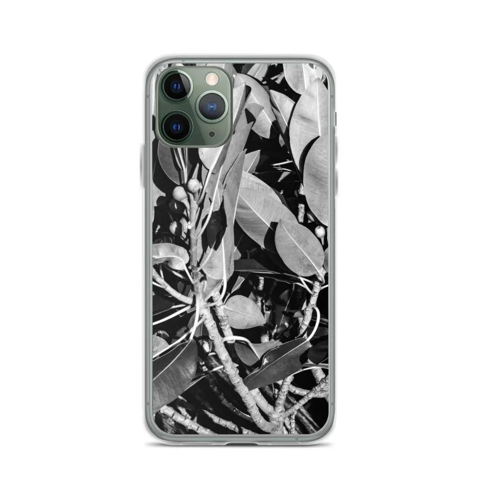 Moreton Bay Fig Botanical Art Iphone Case - Black And White - Iphone 11 Pro - Mobile Phone Cases - Aesthetic Art