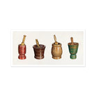 Mortar & Pestles Elizabeth Moutal 1930s Art Print, 32x16’’ / 81x41cm / Unframed, Four Mortar Pestle Sets Colors Shapes