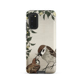 Mother Feeding Chick - Ohara Koson Samsung Case, Galaxy S20 / Matte, Smartphone Case Illustration Two Sparrows Leafy Vine