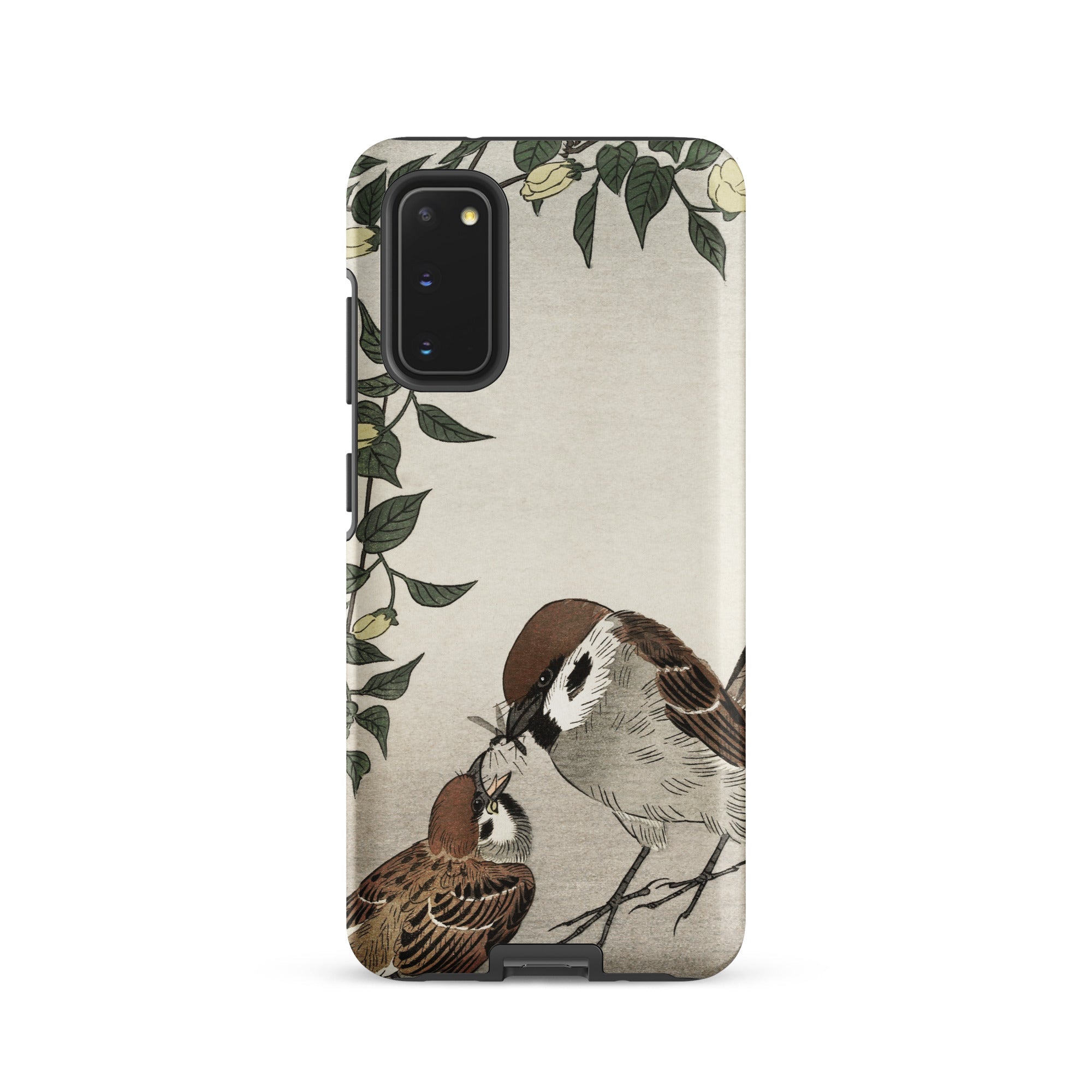 Mother Feeding Chick Ohara Koson Samsung Case, Galaxy S20 / Matte, Smartphone Case Illustration Two Sparrows Leafy Vine