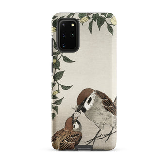 Mother Feeding Chick - Ohara Koson Samsung Case, Galaxy S20 Plus / Matte, Smartphone Case Artistic Depiction Two Sparrows Botanical Elements