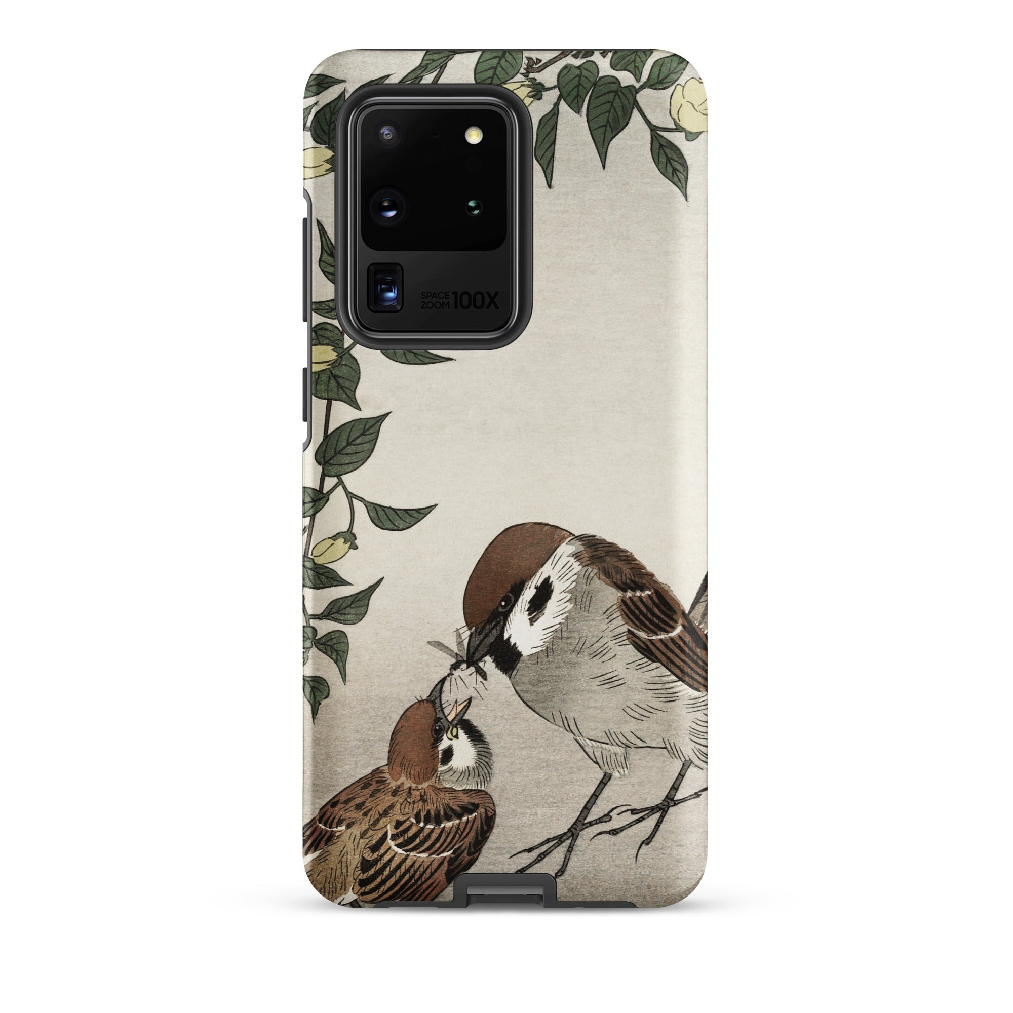 Mother Feeding Chick Ohara Koson Samsung Case, Galaxy S20 Ultra / Matte, Phone Case Bird Chick Illustration