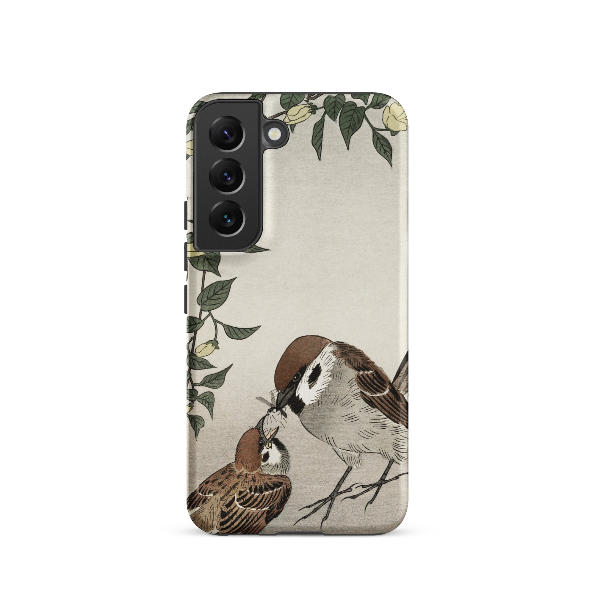 Mother Feeding Chick Ohara Koson Samsung Case, Galaxy S22 / Matte, White Smartphone Case Nature Themed Illustration Birds
