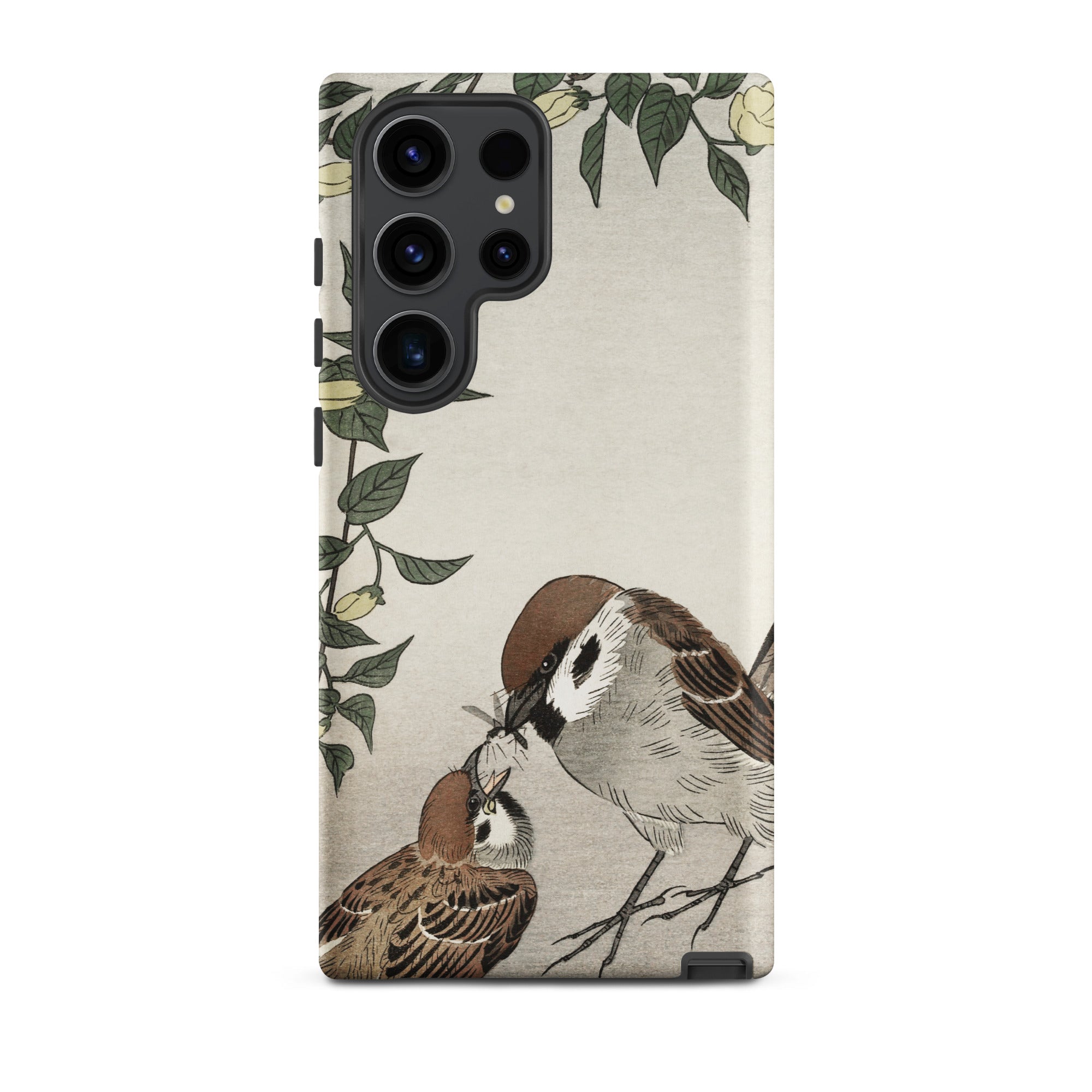 Mother Feeding Chick Ohara Koson Samsung Case, Galaxy S23 Ultra / Matte, Smartphone Case Artistic Depiction Two Sparrows