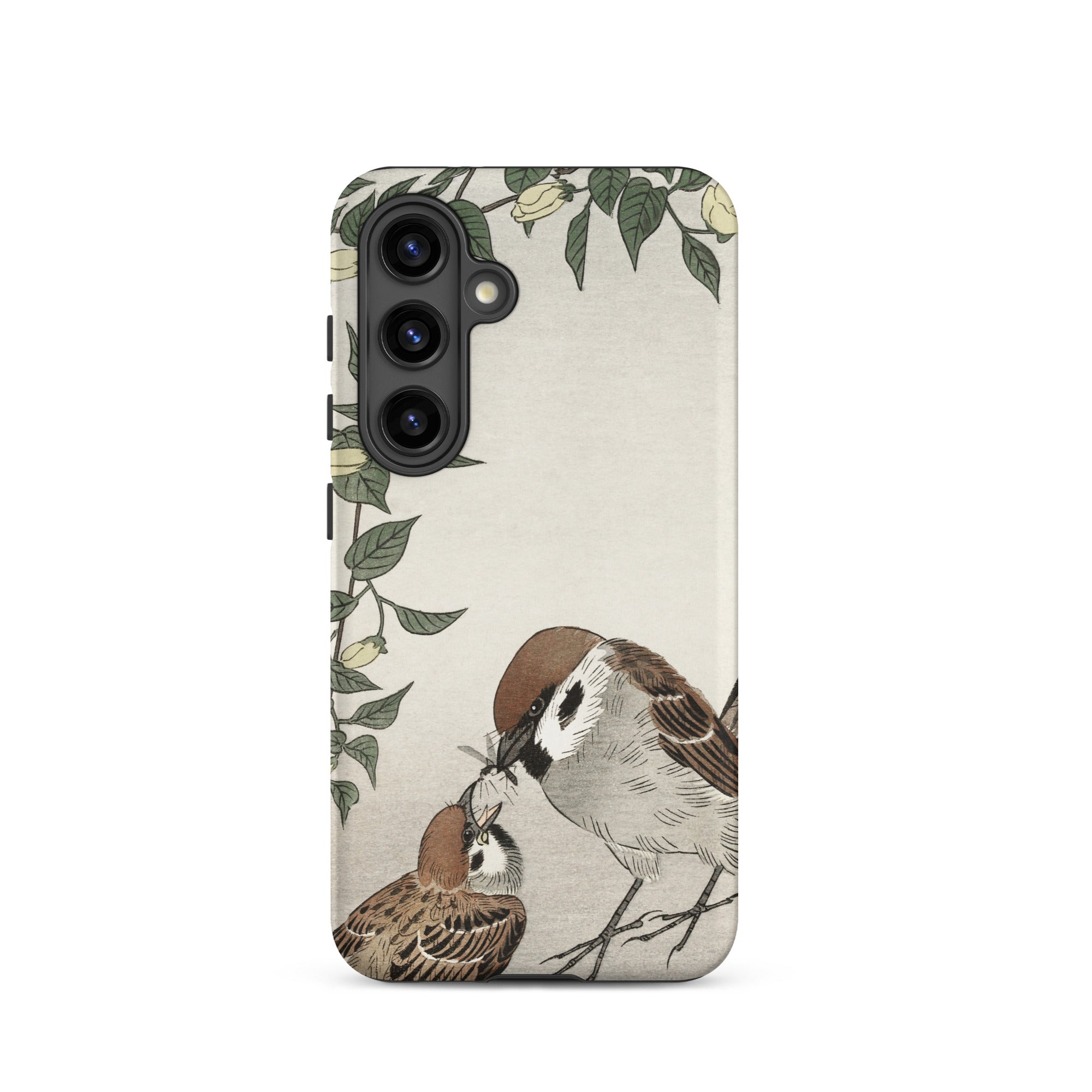 Mother Feeding Chick Ohara Koson Samsung Case, Galaxy S24 / Matte, White Phone Case Bird Chick Illustration
