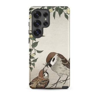 Mother Feeding Her Chicks - Ohara Koson Japanese Bird Phone Case, Samsung Galaxy S25 Ultra / Matte, Mobile Cases, Toby Leon