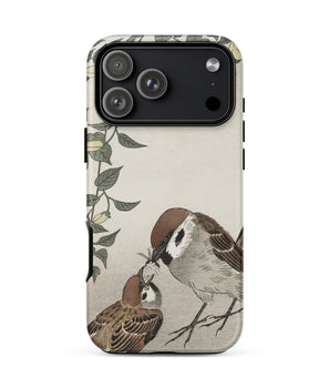 Iphone 17 Pro Max / Matte Mother Feeding Her Chicks - Ohara Koson Japanese Bird Phone Case Breathes, Avian Drama