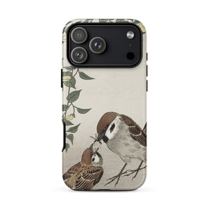 Mother Feeding Her Chicks - Ohara Koson Japanese Bird Phone Case Iphone 17 Pro Max / Matte Iphone 13 Pro Max Case Bird Design Beige Ohara