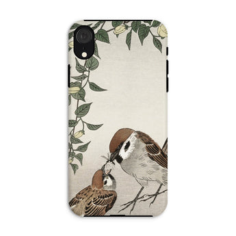 Mother Feeding Her Chicks - Ohara Koson Japanese Bird Phone Case Iphone Xr / Matte Phone Case Vintage-style Illustration Two Sparrows