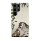 Mother Feeding Her Chicks - Ohara Koson Japanese Bird Phone Case Samsung Galaxy S24 Ultra / Matte Phone Case Delicate Illustration Two