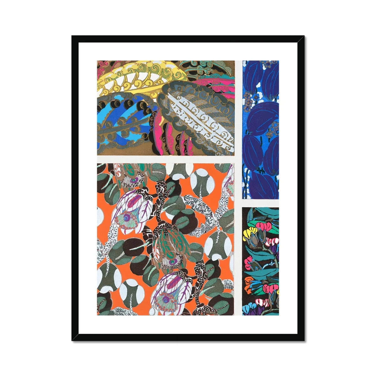 Motifs En Vingt Planches - Edouard Benedictus Art Print, Abstract Artwork Colorful Organic Shapes Patterns Black Frame