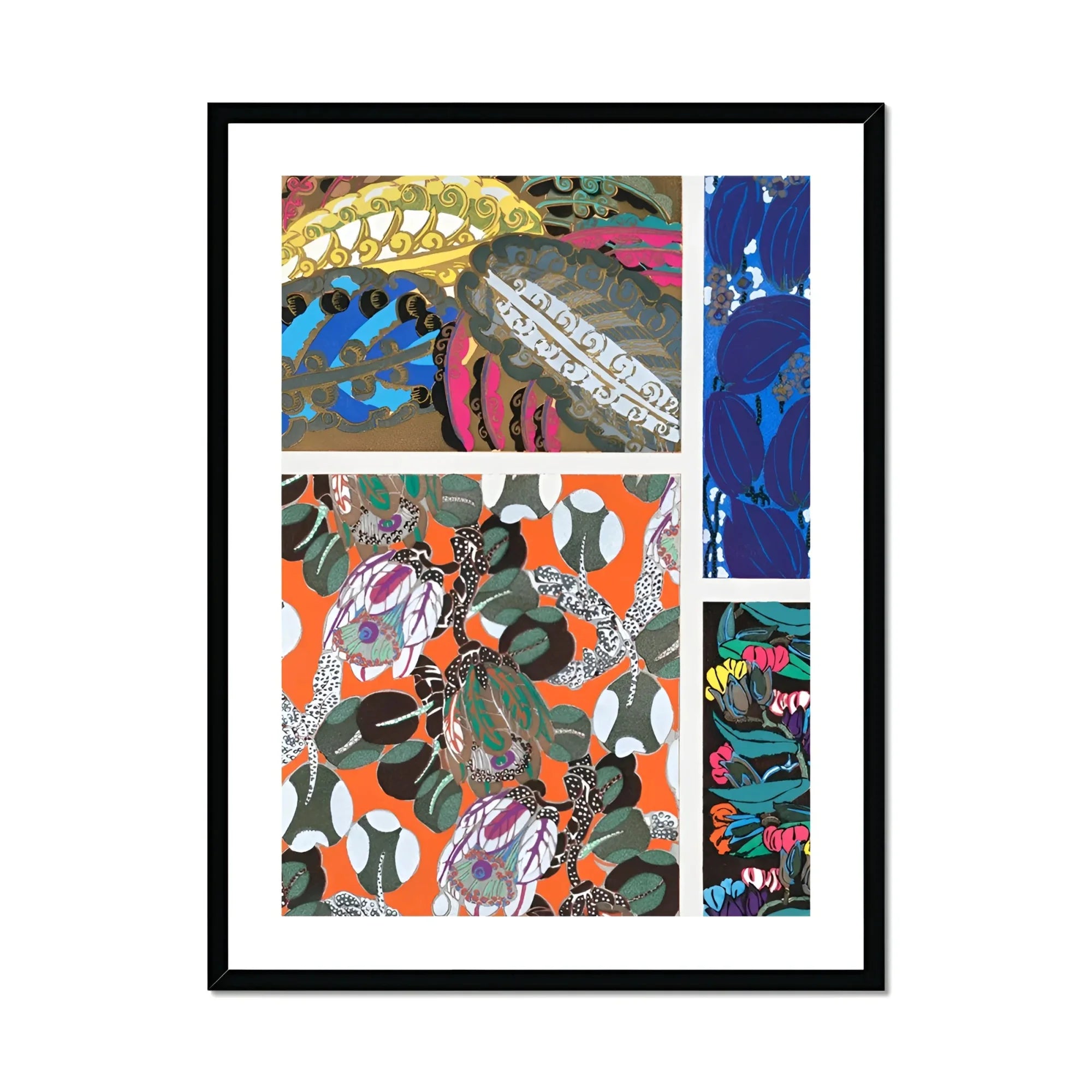 Motifs En Vingt Planches - Edouard Benedictus Art Print, Abstract Artwork Colorful Organic Shapes Patterns Black Frame
