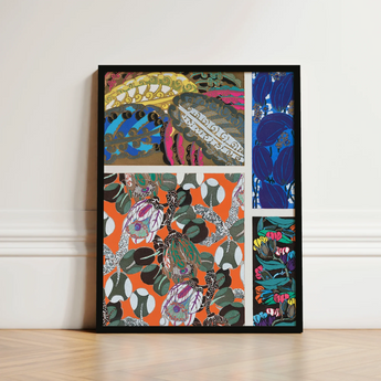 Vibrant Framed Abstract Artwork Bold Floral Botanical Patterns Edouard Benedictus’ Motifs, 1920s Parisian Flair, Decoratifs
