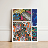 Vibrant Multi-panel Art Print Bold Floral Botanical Patterns Edouard Benedictus’ Motifs, 1920s Parisian Flair, Decoratifs