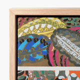 Vibrant Colorful Framed Artwork Intricate Patterns Yellow Blue Edouard Benedictus’ Motifs, 1920s Parisian Flair, Decoratifs