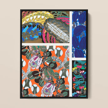 Motifs En Vingt Planches - Edouard Benedictus Art Print / Canvas Framed Artwork Vibrant Collage-style Composition Stylized Botanical