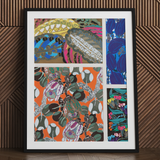 Motifs En Vingt Planches - Edouard Benedictus Art Print / Canvas Framed Collage Art Print Vibrant Stylized Botanical Abstract Edouard