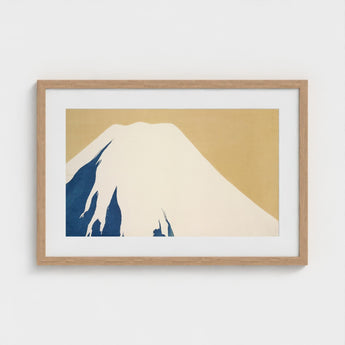 Mount Fuji - Kamisaka Sekka Rimpa Style Art Print / Canvas Minimalist Framed Artwork Cream Navy Blue Sekka’s Audacious, Japan’s Iconic