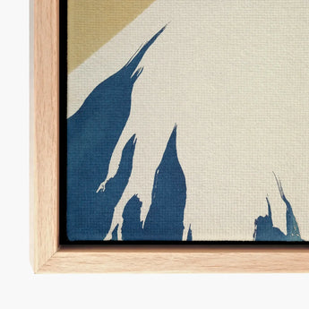 Mount Fuji - Kamisaka Sekka Rimpa Style Art Print / Canvas Blue Abstract Mountain Silhouette Textured Off-white Framed Sekka’s Audacious,