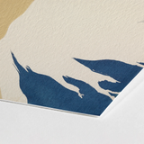 Mount Fuji - Kamisaka Sekka Rimpa Style Art Print / Canvas Blue Inked Mountain Silhouette Textured Off-white Paper Sekka’s Audacious,