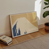 Mount Fuji - Kamisaka Sekka Rimpa Style Art Print / Canvas Framed Minimalist Artwork Abstract Mountain Shape Blue Beige Kamisaka Sekka’s