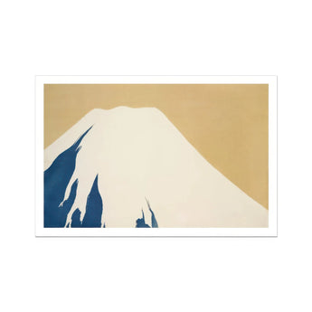 Mount Fuji - Kamisaka Sekka Rimpa Style Art Print, Snow-capped Mountain Peak Blue Beige Backdrop
