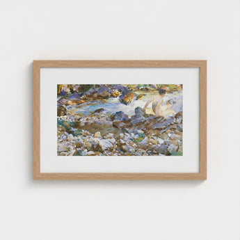 Mountain Stream - John Singer Sargent Art Print / Canvas, Rushing Spine Breaks, Raw Sienna Wash, Opaque White Lifted, Prints