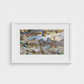 Mountain Stream - John Singer Sargent Art Print / Canvas, Rushing Spine Breaks, Raw Sienna Wash, Opaque White Lifted, Prints