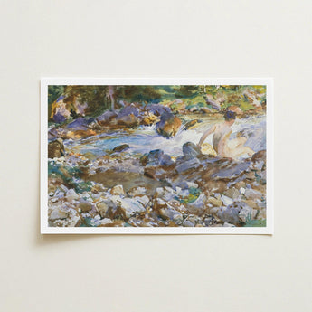 Mountain Stream - John Singer Sargent Art Print / Canvas, Rushing Spine Breaks, Raw Sienna Wash, Opaque White Lifted, Prints