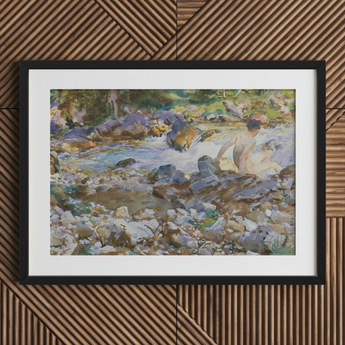 Mountain Stream - John Singer Sargent Art Print / Canvas, Mountain Stream, Rushing Spine Breaks, Raw Sienna Wash, Opaque White Lifted, John