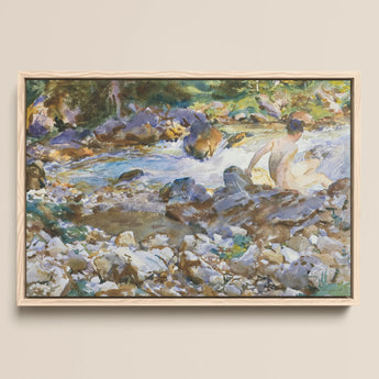 Mountain Stream - John Singer Sargent Art Print / Canvas, Mountain Stream, Rushing Spine Breaks, Raw Sienna Wash, Opaque White Lifted, John