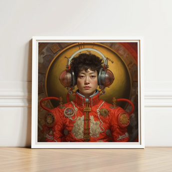 Framed Artwork Person Red Ornate Futuristic Suit Metallic Gay Chinese Astronaut, Aesthetic, Meet Mùchén