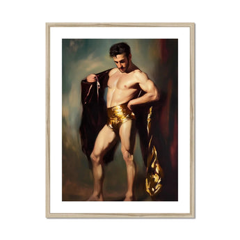 Muscle Mary Neoclassical Gay Male Art Print, Muscular Figure Gold Dark Fabric