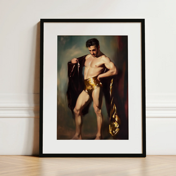 Muscle Mary - Neoclassical Gay Male Art Print / Canvas, 12x16’’ / 31x41cm / Black Frame / Matboard, Posters Prints & Visual Artwork, Toby
