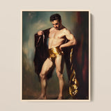 Muscle Mary - Neoclassical Gay Male Framed Canvas, 12x16’’ / 31x41cm / Natural Floating Frame, Framed Oil Painting Bare-chested Man Gold