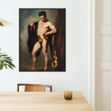 Muscle Mary - Neoclassical Gay Male Framed Canvas, Framed Painting Muscular Man Gold