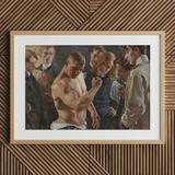 Muscle Play - Osmar Schindler Art Print, 24x16’’ / 61x41cm / Natural Frame / 2’’ Matboard, Framed Painting Muscular Man Audience