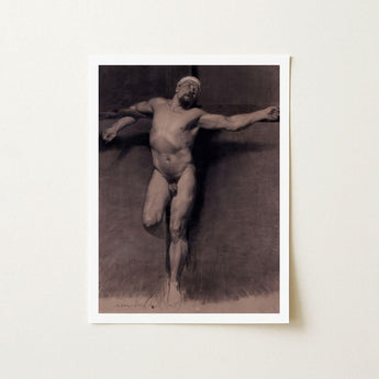Naked Male Study for a Crucifixion - Fortuny Nu Art Print / Canvas Mariano Marsal, Pressed, Dark Studio Support, Oil Extracting, Raw,