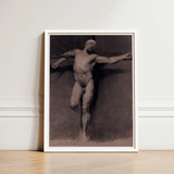 Naked Male Study for a Crucifixion - Fortuny Nu Art Print / Canvas Framed Monochrome Muscular Figure Dynamic Pose Mariano Marsal, Pressed,