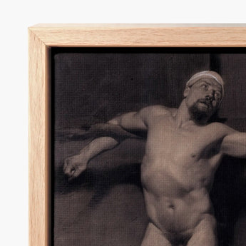 Naked Male Study for a Crucifixion - Fortuny Nu Art Print / Canvas Framed Black-and-white Muscular Nude Figure Mariano Marsal, Pressed,