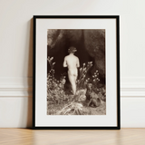 Naked Man Entering a Cave - Wilhelm Von Gloeden Art Print / Canvas, 12x16’’ / 31x41cm / Black Frame / Matboard, Posters Prints & Visual