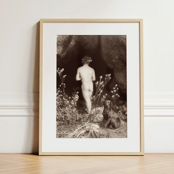 Naked Man Entering a Cave - Wilhelm Von Gloeden Art Print / Canvas, 12x16’’ / 31x41cm / Natural Frame / Matboard, Posters Prints & Visual