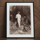 Naked Man Entering a Cave Wilhelm Von Gloeden Art Print, Framed Black and White Photograph Nude Figure Dog Natural