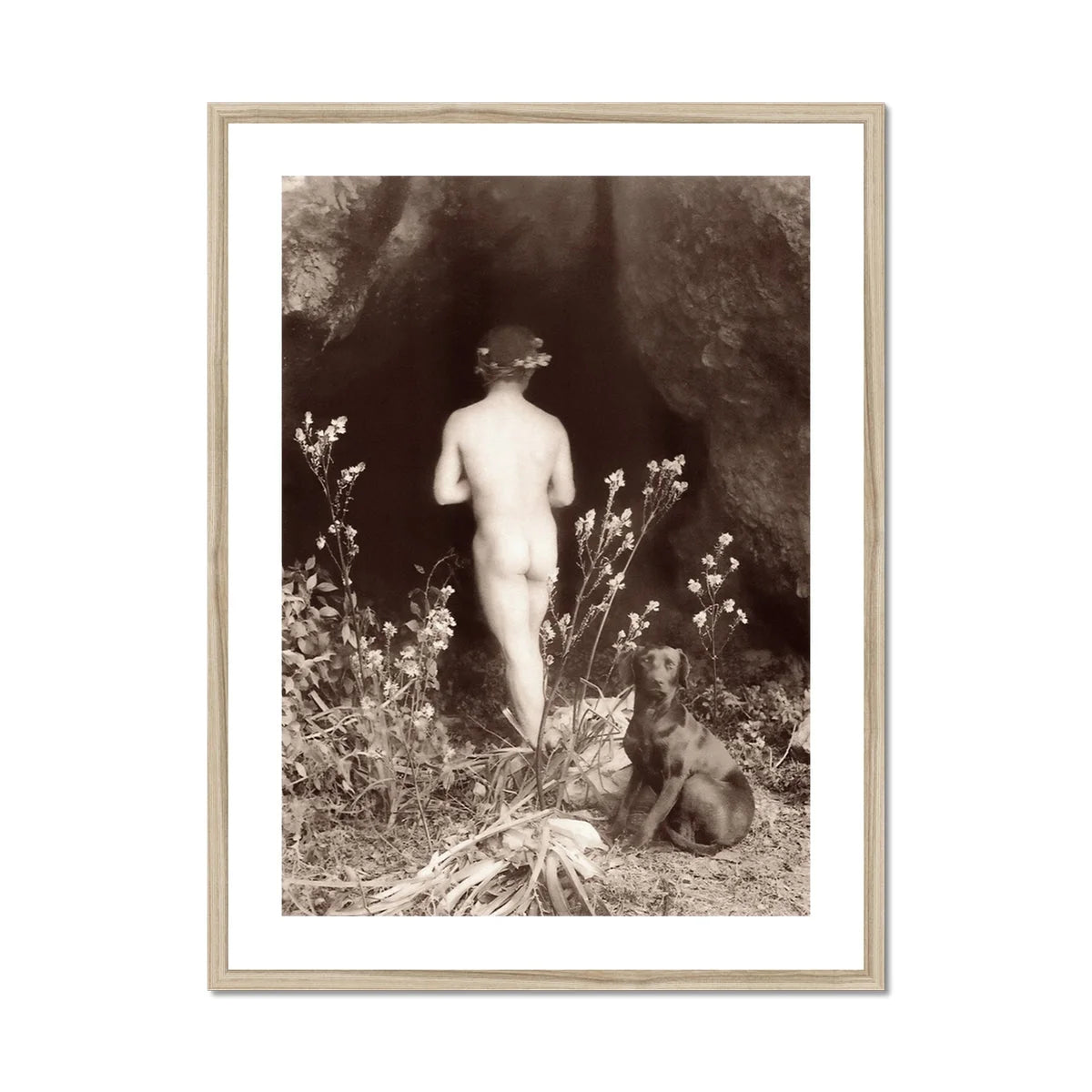 Naked Man Entering a Cave - Wilhelm Von Gloeden Art Print