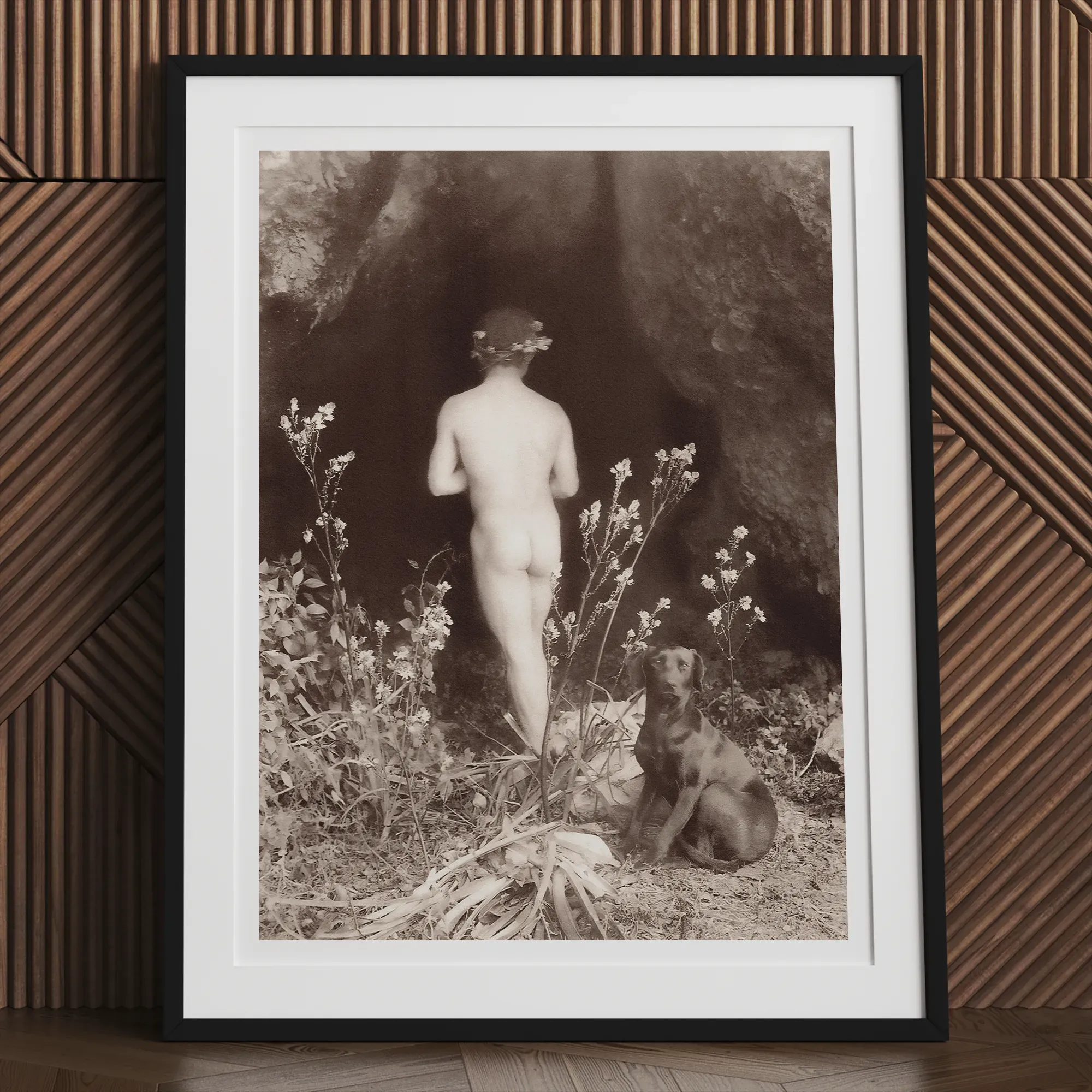 Naked Man Entering a Cave By Wilhelm Von Gloeden Fine Art Print - Posters Prints & Visual Artwork - Aesthetic Art