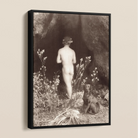 Naked Man Entering Cave - Wilhelm Von Gloeden Framed Canvas Posters Prints & Visual Artwork