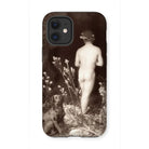 Naked Man Entering Cave - Wilhelm Von Gloeden Iphone Case, 12 Mini / Matte, Iphone Case Vintage Sepia-toned Artistic Photograph