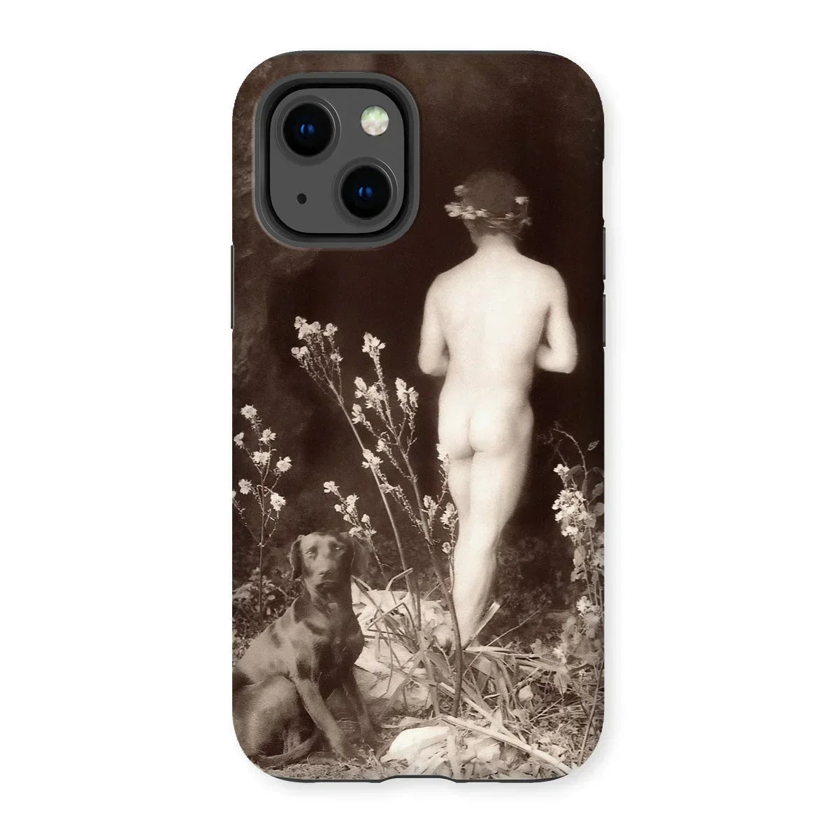 Naked Man Entering Cave - Wilhelm Von Gloeden Iphone Case, 13 / Matte, Phone Case Vintage Sepia-toned Artistic Photograph Nude Figure