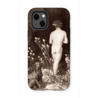 Naked Man Entering Cave - Wilhelm Von Gloeden Iphone Case, 13 Mini / Matte, Phone Case Vintage Sepia Photograph Nude Figure Dog